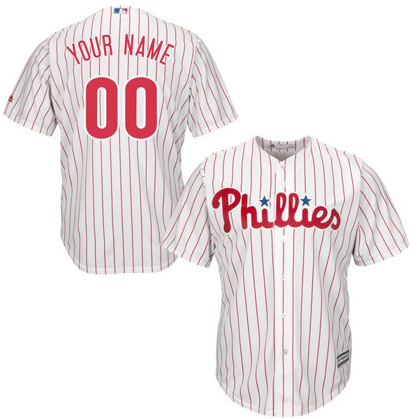 Youth Philadelphia Phillies Majestic White Home Custom Cool Base MLB Jersey->customized mlb jersey->Custom Jersey